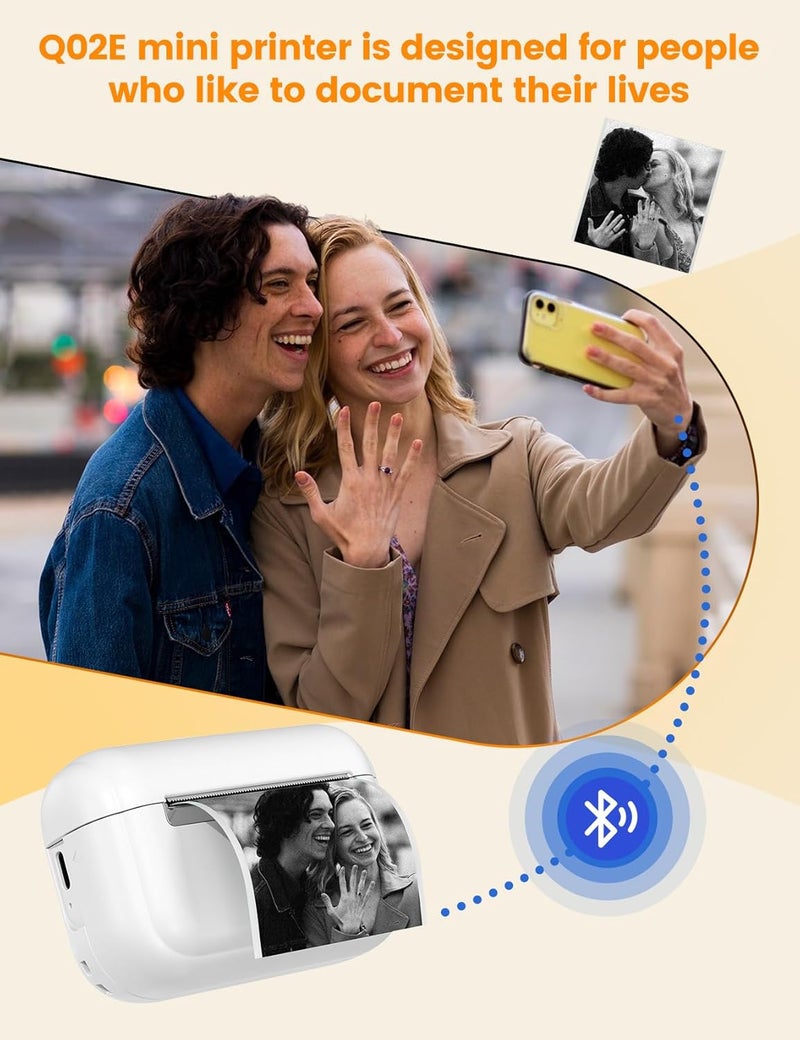 Memoking Sticker Printer - Portable Mini Printer Q02E, Pocket Impresora Portátil Inkless Print Pod Small Thermal Sticker Maker Receipt Printer, for Study Note, Diagrams, Scrapbook, Journal, Gift, DIY - Image 5